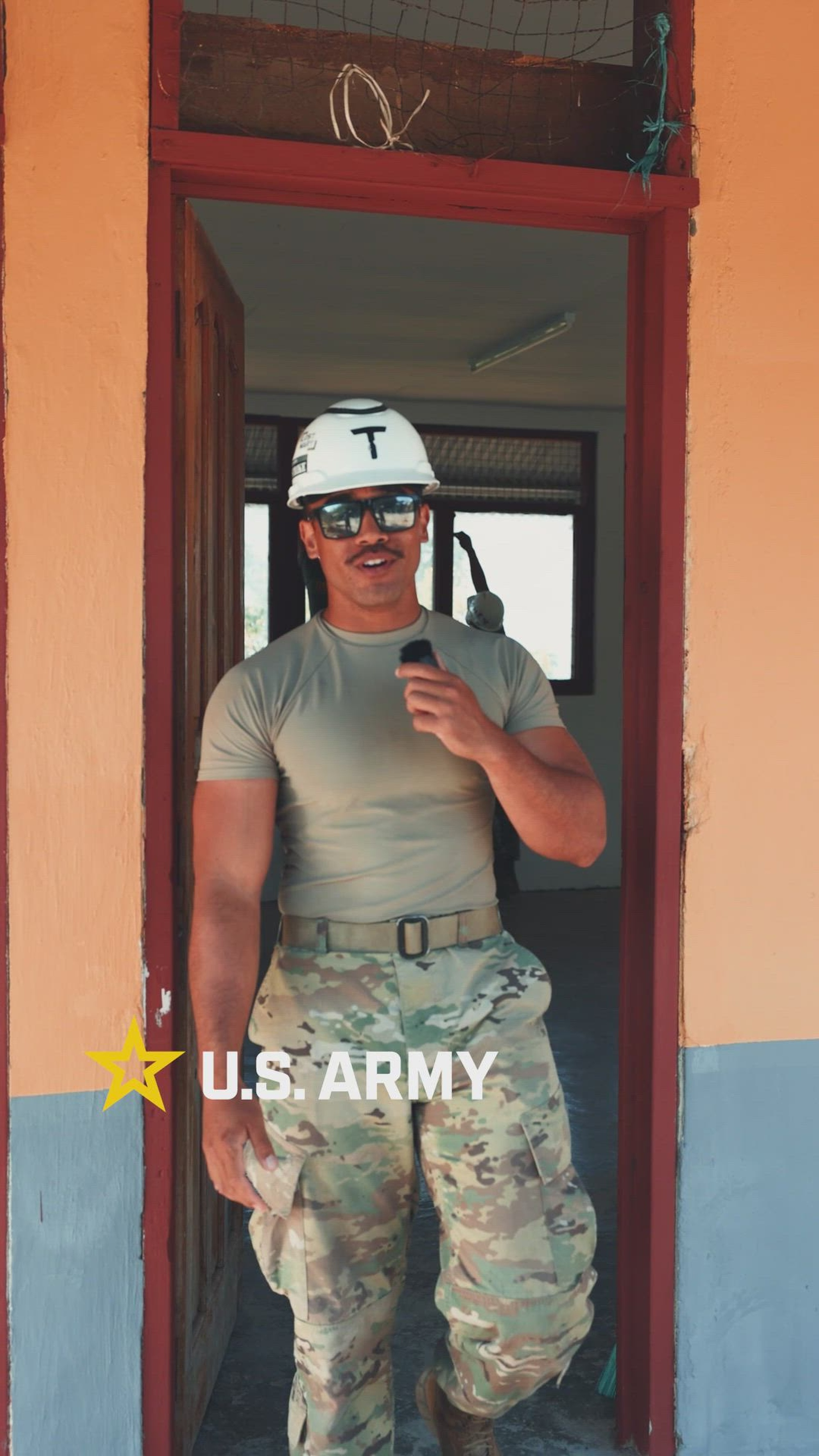 U.S. Army Spc. David Tuamoheloa, an engineer assigned to the 411th Engineer Battalion (411th Eng. Bat.), 303rd Maneuver Enhancement Brigade, 9th Mission Support Command, takes the viewer on a tour showing the work his battalion is doing for the Bela Vista Eskola in Baucau, Timor Leste, June 20, 2024. The engineers assigned to the 411th Eng. Bat. demolished and replaced the roof of a local school as a part of exercise Dalan Ba Dame 2024. DbD24 is an annual bilateral exercise co-hosted by the U.S. Army Pacific and the F-FDTL, which includes U.S. Army active duty, National Guard, and Army Reserve units and their capabilities to strengthen the trust and relationship between Timor-Leste and the U.