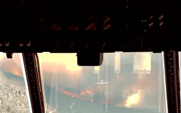 California Air National Guard Aerial Fire Fighting C-130J Drops Retardant on Long Fire