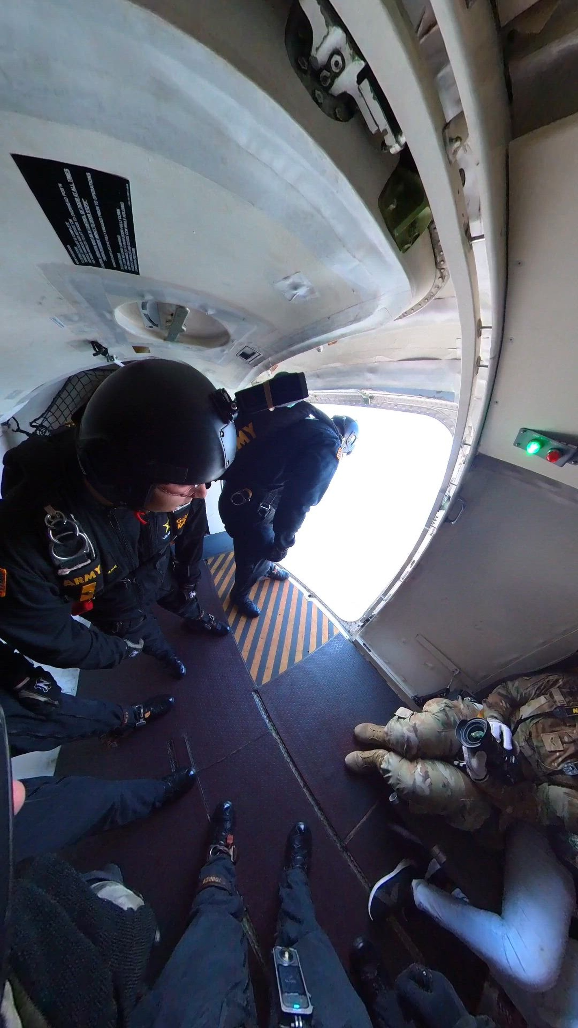Point of view video of Staff Sgt. Kyle Mead of the U.S. Army Parachute Team in free fall and flying a parachute for a jump at Arctic Thunder on 19 July 2024.  The parachute jump was part of the Arctic Thunder Open House Air Show on Joint Base Elmendorf Richardson, Alaska.(U.S. Army video by Staff Sgt. Kyle Mead)