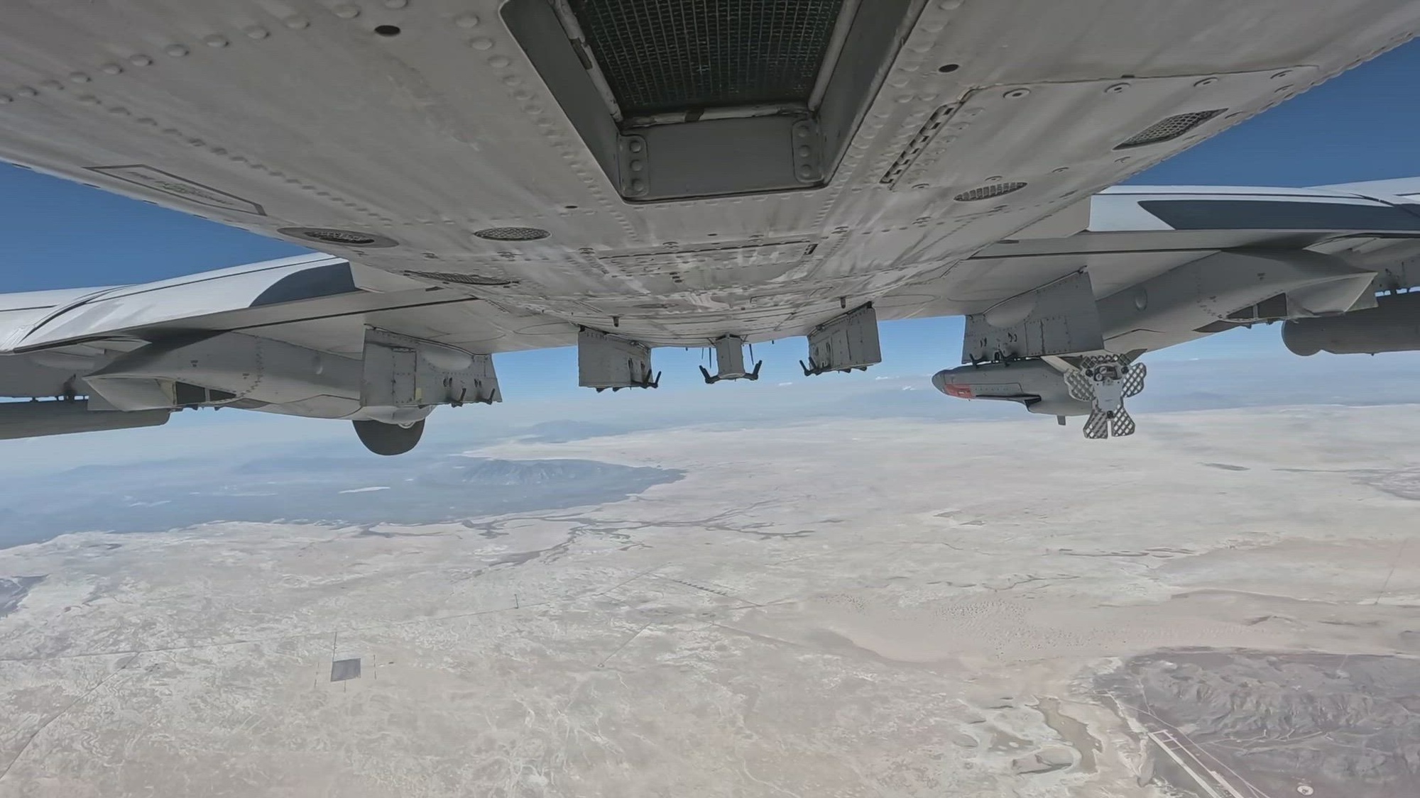 The 422d Test and Evaluation Squadron A-10 Division drops a guided ADM-160 Miniature Air Launched Decoy (MALD) off an A-10C Thunderbolt II on June. 11, 2024 at the Utah Test & Training Range (UTTR). Footage of this event was captured by the 59th Test and Evaluation Squadron developed OTTER-CAM (Operational Test & Training Exterior Recording Camera). Read more about OTTER-CAM here: https://www.53rdwing.af.mil/News/Article-Display/Article/3688631/flight-test-engineer-designs-innovative-exterior-camera-system/