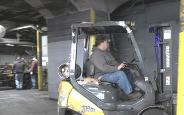 Scranton AAP Employee Uses Forklift to  Relocate Hallowed Billets into Stacks