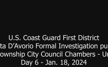 U.S. Coast Guard First District, Grande Costa D’Avorio Formal Investigation public hearing - Day 6