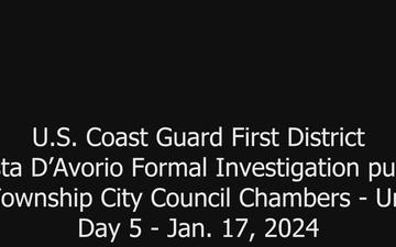 U.S. Coast Guard First District, Grande Costa D’Avorio Formal Investigation public hearing - Day 5