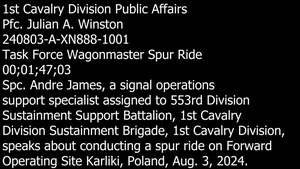Spc. James speaks on Task Force Wagonmaster Spur Ride