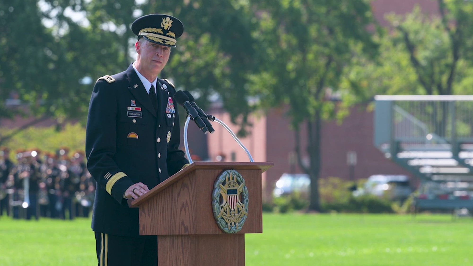 U.S. Army Gen. Daniel Hokanson relinquishes responsibility as the chief, National Guard Bureau in a ceremony at Joint Base Myer-Henderson Hall, Virginia, Aug. 2, 2024. Hokanson was the 29th CNGB. In that position he served as a member of the Joint Chiefs of Staff and a military adviser to the president and secretary of defense on all matters pertaining to the Guard and was responsible for ensuring the more than 430,000 Army and Air National Guard personnel are accessible, capable and ready to provide combat ready resources to the Army and Air Force. U.S. Air Force Gen. Steven Nordhaus has been nominated to serve as the 30th CNGB.