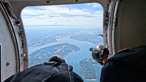 Army Golden Knights fly over Seattle at Boeing SeaFair Airshow