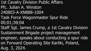 Staff Sgt. Crump speaks on Task Force Wagonmaster Spur Ride