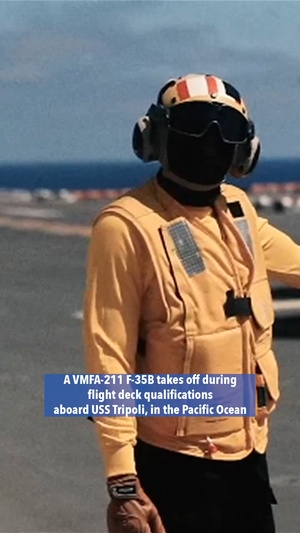 VMFA-211 F-35B flight deck qualifications aboard USS Tripoli