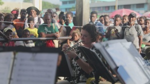 B-Roll: MARFORPAC band performs at Central Market in Guadalcanal