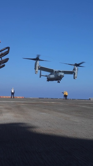 Wasp conducts MV-22 Osprey Crossdeck Familiarization with Turkish Navy