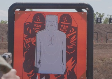B-Roll: MRF-D 24.3 command element Marines, Sailors participate in annual pistol qualification  