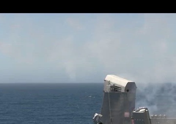 USS San Diego (LPD 22) fires rolling airframe missiles