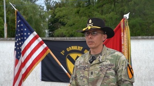 Command Sgt. Maj. Gomez Speaks on the 1st Cavalry Division Sustainment Brigade’s 67th Birthday Commemoration