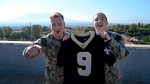 Lt. Austin Jahn and Lt. Erin Chandler New Orleans Saints Shout-out