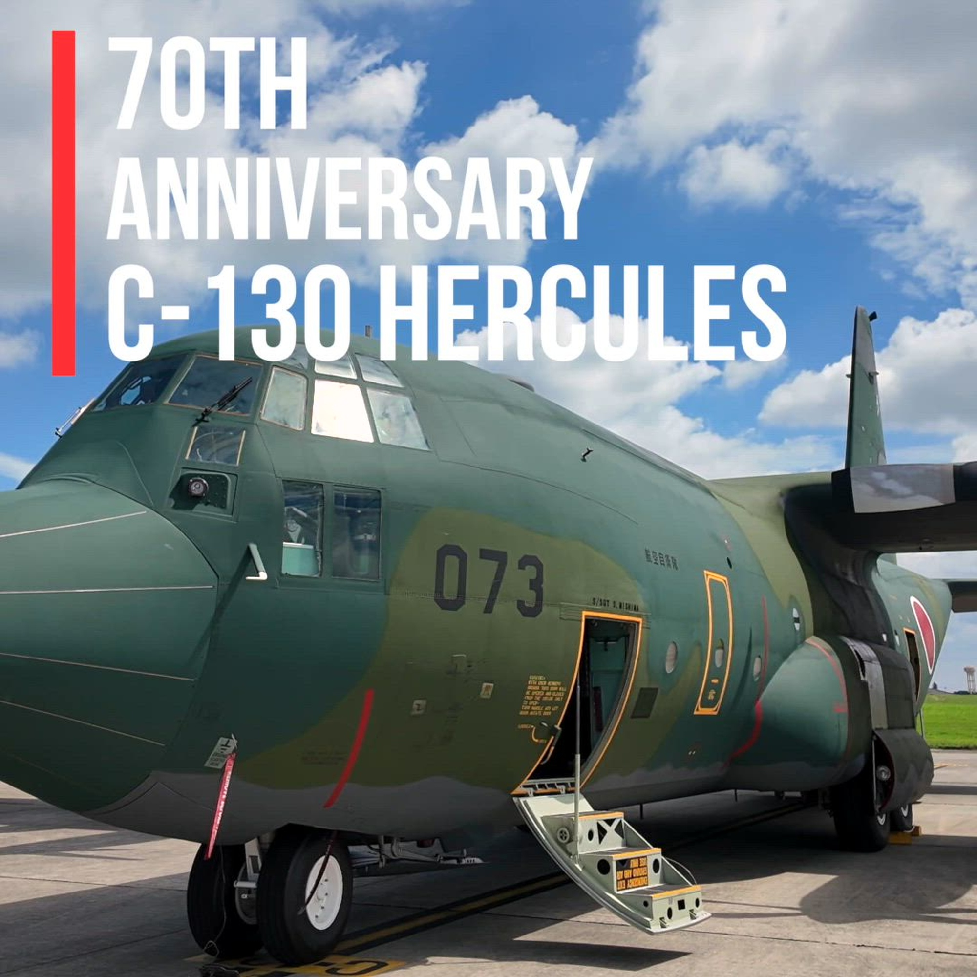 The 36th Airlift Squadron and the Japan Air Self-Defense Force 401st Tactical Airlift Squadron took to the skies over Yokota Air Base, Japan, Aug. 23, 2024, to commemorate the C-130’s first maiden voyage 70 years ago.

The C-130 Hercules first took flight on Aug. 23, 1954, in Burbank, California, and since that day has been providing rugged, reliable tactical airlift capability unmatched by any other aircraft in the skies. (U.S. Air Force video by Yasuo Osakabe)