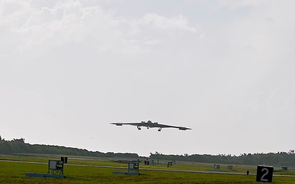 B-2 Spirit hot pit refueling at Diego Garcia b-roll