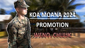 Koa Moana 24: LCpl. Itsael MedinaFuentes Promotion