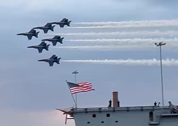 Blue Angels Fly Past the Future USS Richard M. McCool, Jr. (LPD 29)