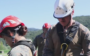 B-Roll: CBRN Marines conduct rappelling training in South Korea