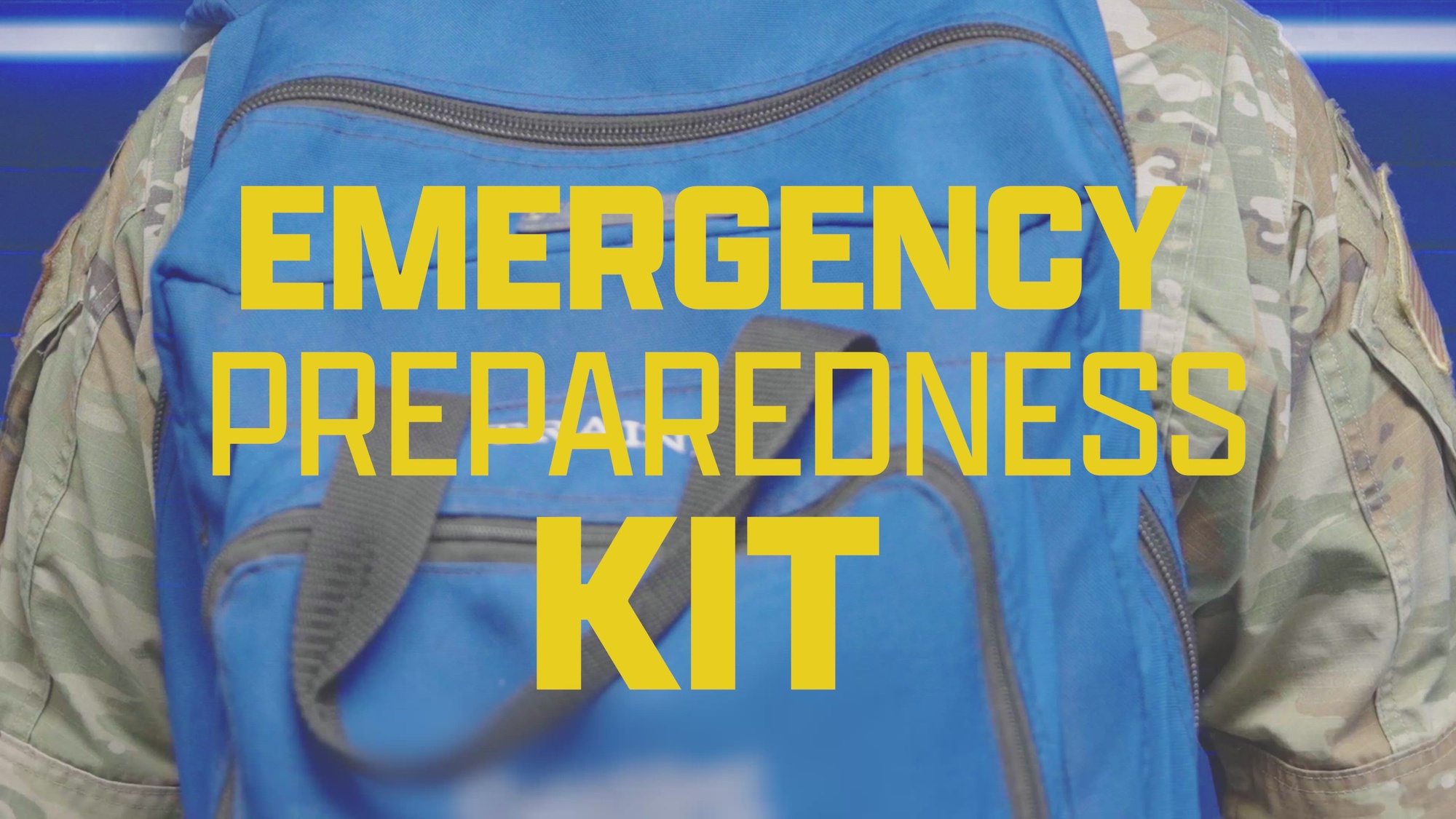 A video thumbnail showing a backpack with the words "Emergency Perparedness Kit" to be clicked to play video.