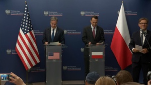 Secretary Blinken holds a joint press availability with Polish Foreign Minister Radosław Sikorski in Warsaw, Poland