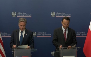 Secretary Blinken holds a joint press availability with Polish Foreign Minister Radosław Sikorski in Warsaw, Poland