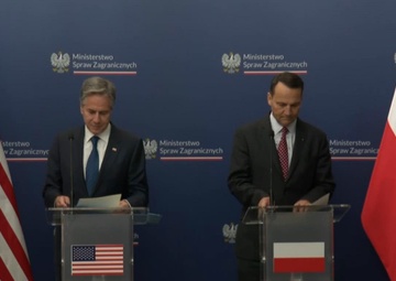 Secretary Blinken holds a joint press availability with Polish Foreign Minister Radosław Sikorski in Warsaw, Poland
