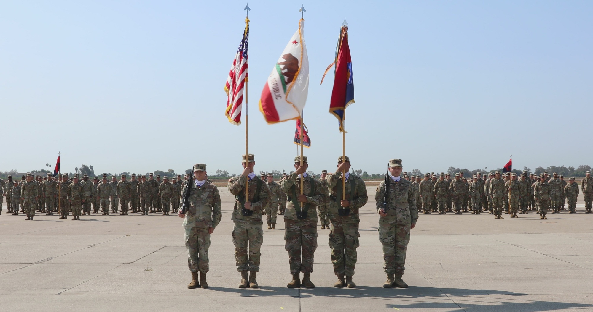 The 40th Infantry Division held the Colors Uncasing ceremony for the division&#39;s return from their deployment as Task Force Spartan in the CENTCOM area of responsibility at Joint Forces Training Base, Los Alamitos, Calif., Sept. 8, 2024. The Uncasing of the Colors ceremony marks the official return of the more than 500 40th ID Headquarters Soldiers from their deployment to countries across the Middle East including Kuwait, Iraq, Jordan, United Arab Emirates, Saudi Arabia, Oman, Egypt and other countries.