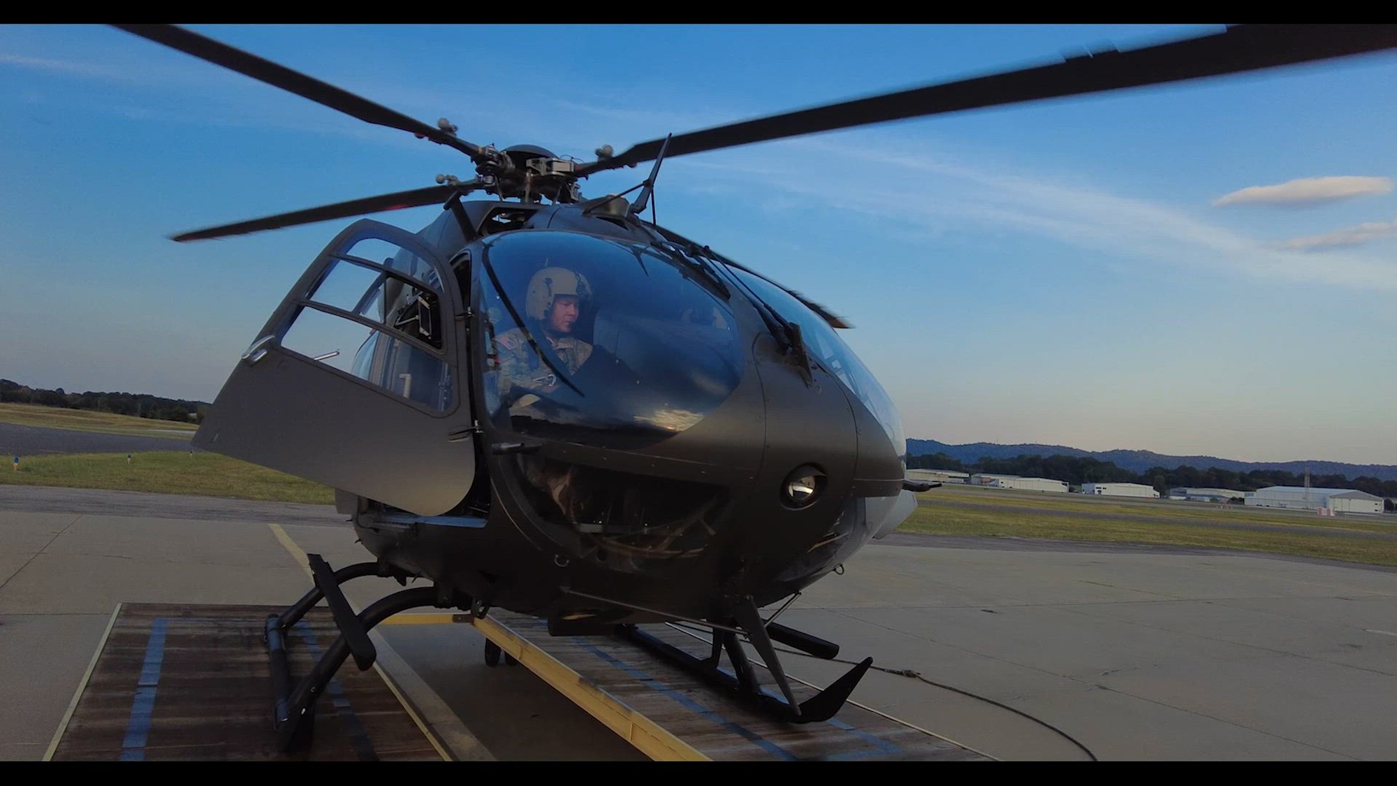 A UH-72 Lakota piloted by members of the Army Aviation Support Facility 2 flies over the skies of Birmingham, Ala., for routine familiarization flight.