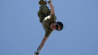Field Artillery Soldiers Take Part in a Rappel Tower Morale Activity