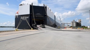 841st Transportation Battalion unload equipment during a critical force rotation