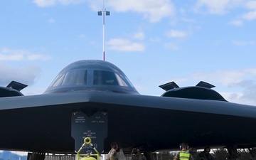 B-2 Spirits final takeoffs from RAAF Base Amberley Australia