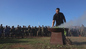B-Roll: MRF-D 24.3 Marines, Sailors, ADF participate in Tiwi Island people, Larrakia people spiritual walk, cleansing ceremony