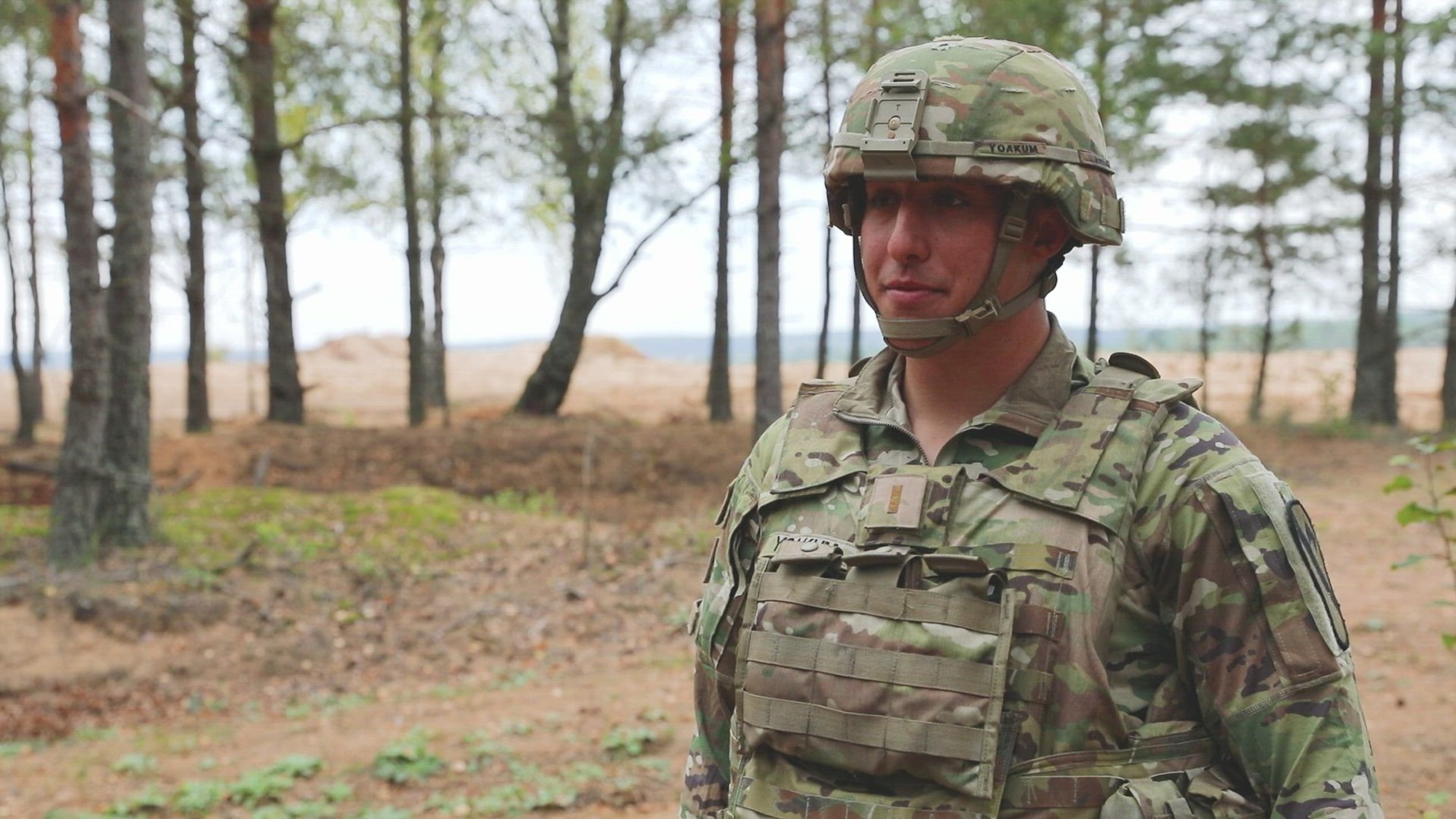 U.S. Army 2nd Lt. Austin Yoakum, from Rockport, Texas, and a fire support officer assigned to1st Battalion, 82nd Field Artillery Regiment, in support of Bravo Company, 2nd Battalion, 8th Cavalry Regiment, 1st Armored Brigade Combat Team, 1st Cavalry Division, discusses a fire mission training with Lithuanian soldiers during exercise Flaming Thunder at Camp Taurus, Lithuania, Sept. 25, 2024. The 1st Cavalry Division’s mission is to engage in multinational training and exercises across the continent, strengthening interoperability with NATO allies and regional security partners, which provides competent and ready forces to V Corps, America’s forward-deployed corps in Europe. (U.S. Army video by Staff Sgt. Richard Wooten)