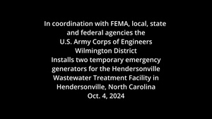 USACE completes installation of two emergency generators in Hendersonville, NC