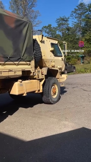 REEL: Active duty soldiers from the 82nd Airborne and the 20th Engineer Brigade from Fort Liberty, North Carolina, transported three 5-ton MTVs worth of food and water to the French Broad Fire and Rescue station.