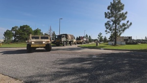 U.S. Army Soldiers from the 20th Engineer Brigade convoy depart Fort Liberty
