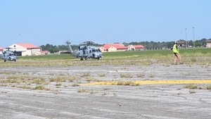 Navy helicopters and support personnel relocate to Maxwell AFB in preparation for Hurricane Milton