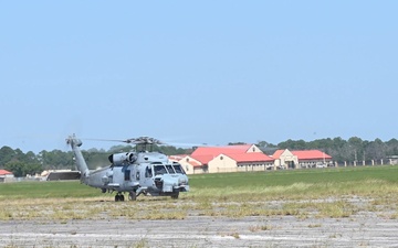 Navy helicopters and support personnel relocate to Maxwell AFB in preparation for Hurricane Milton