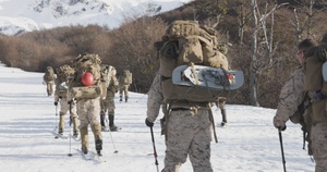 U.S. Marine Corps Mountain Warfare Instructors build cold weather shelters with Argentine marines