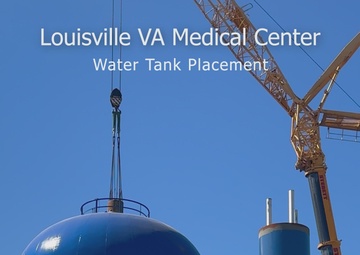 Water tank put in place for water tower on site of Louisville VA Medical Center Oct. 8, 2024