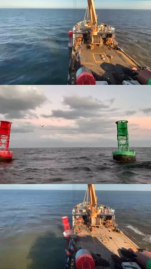 Coast Guard Cutter Barbara Mabrity work buoys in Charlotte Harbor