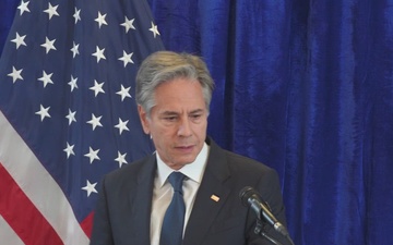 Secretary Antony J. Blinken at a Solo Press Availability in Laos