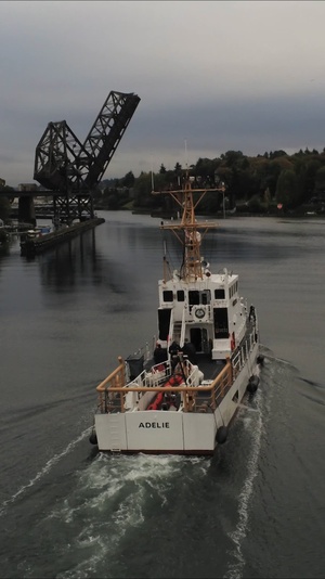 Coast Guard Cutter Adelie escorts Uruguay Naval Ship ROU Oyarvide through Puget Sound