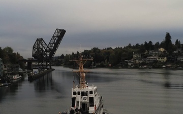 Coast Guard Cutter Adelie escorts Uruguay Naval Ship ROU Oyarvide through Puget Sound