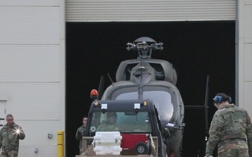 AKNG Soldiers and Airmen load UH-72A Helicopters onto C-17 for Southwest Border Mission B-Roll