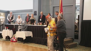 Navajo Code Talker Thomas Begay sings the Marine's Hymn in Navajo