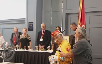 Navajo Code Talker Thomas Begay sings the Marine's Hymn in Navajo