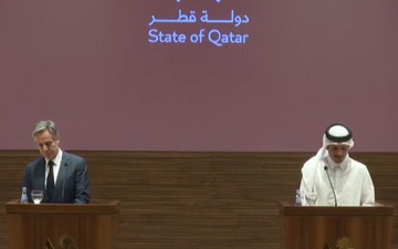 Secretary of State Antony J. Blinken holds a joint press availability with Qatari Prime Minister and Foreign Minister Mohammed bin Abdulrahman Al Thani