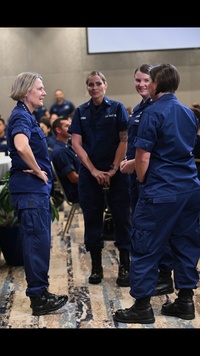 Commandant and Master Chief Petty Officer of the Coast Guard discuss service culture with crews in the greater Miami area